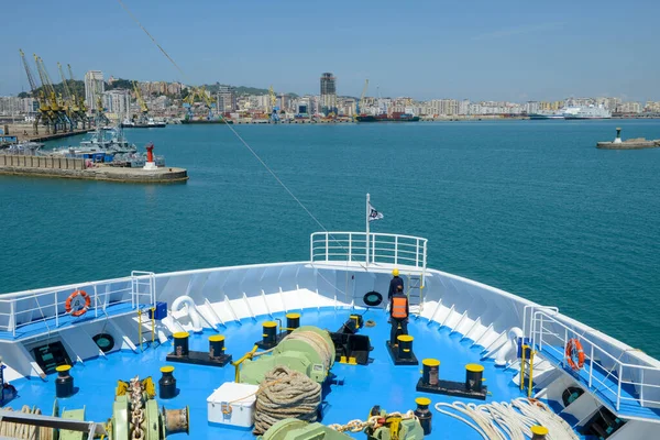 Δυρράχιο Αλβανία Μαΐου 2022 Πλοίο Εισέρχεται Στο Λιμάνι Δυρράχιο Στην — Φωτογραφία Αρχείου