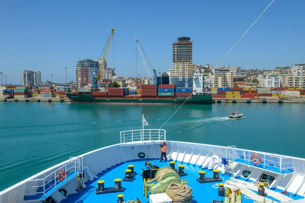 Durres Albania May 2022 Ferry Enters Port Durres Albania — Stockfoto