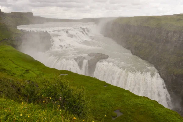 冰岛Gullfoss瀑布的无人机景观 — 图库照片