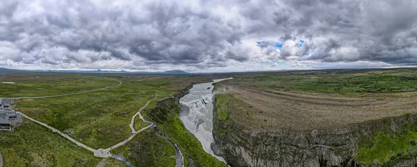 Вид Беспилотника Водопад Галлфосс Исландии — стоковое фото