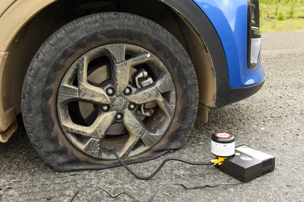 Birfrost Iceland July 2022 Car Flat Tire — Stock Photo, Image