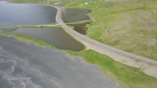 Vista Drone Mar Perto Hofn Islândia — Vídeo de Stock