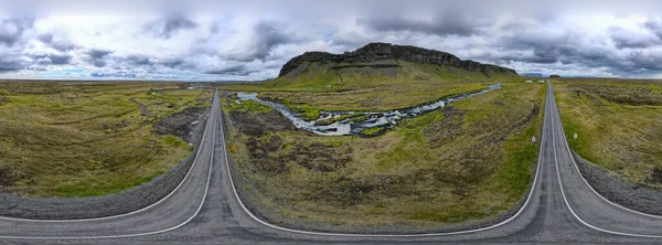 Drone View Bij Fossalar Waterval Ijsland — Stockfoto