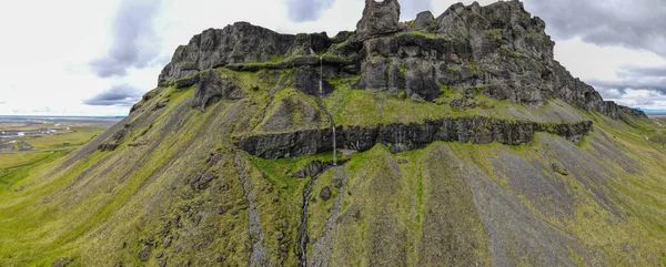 Drone Vista Cascata Fossalar Islanda — Foto Stock