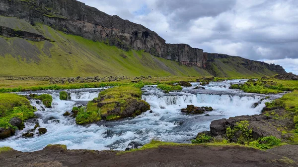 Landsbygdsutsikt Vid Vattenfallet Fossalar Island — Stockfoto