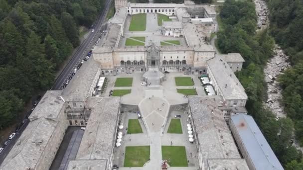 Drone Vista Lugar Santo Oropa Itália — Vídeo de Stock
