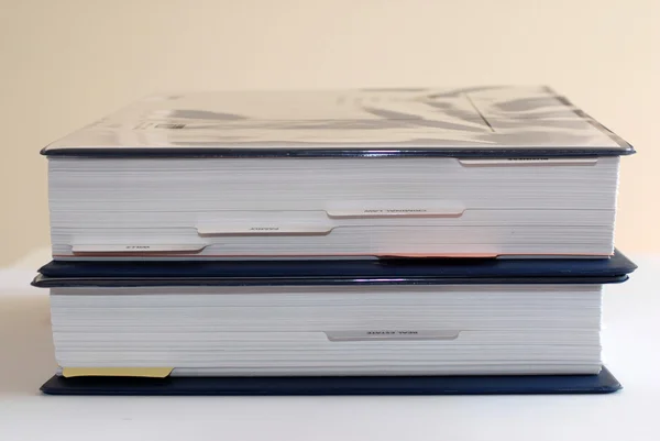 Two blue binders full of paper — Stock Photo, Image