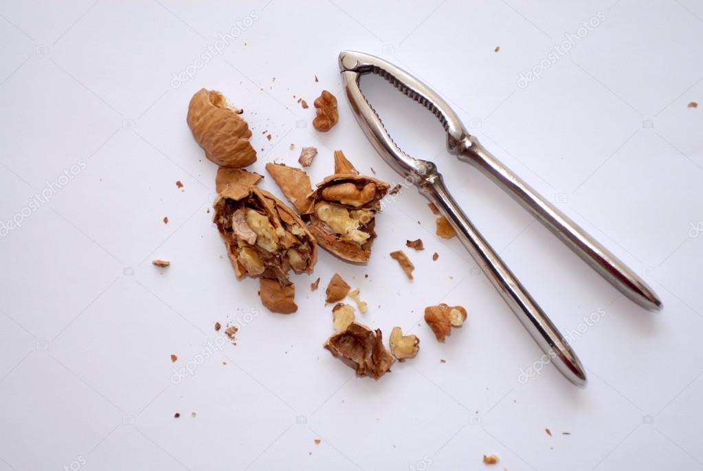 Nutcracker with cracked walnut