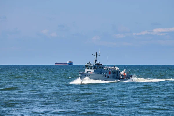 Guarda Costeira Barco Patrulha Resgate Apoio Para Defesa Navegando Mar — Fotografia de Stock