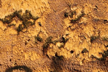 Klasik çerçeve, desenli grunge arkaplan. Soyut eski yüzey sarı, turuncu ve kahverengiye yakın. Renkli çizilmiş arkaplan