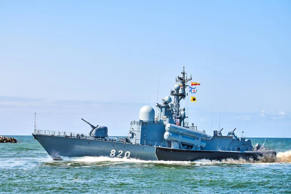Baltiysk Regione Kaliningrad Russia 2021 Grande Imbarcazione Missilistica Durante Esercitazioni Immagini Stock Royalty Free