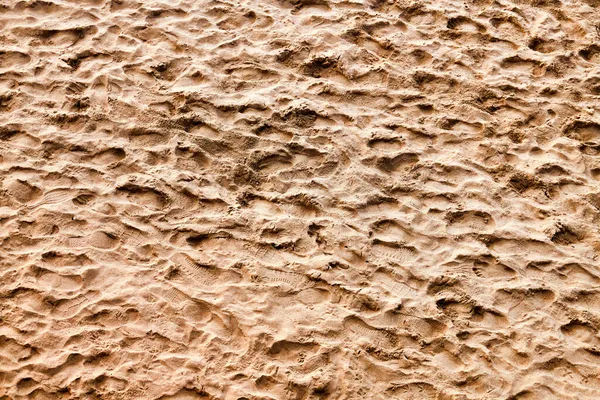 Следы Песке Вид Сверху Пляж Песчаный Пляж Золотым Песком Множеством — стоковое фото