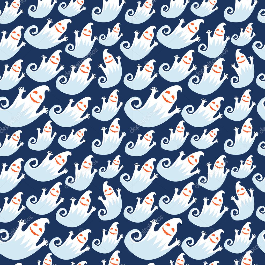 Seamless Halloween pattern with ghosts