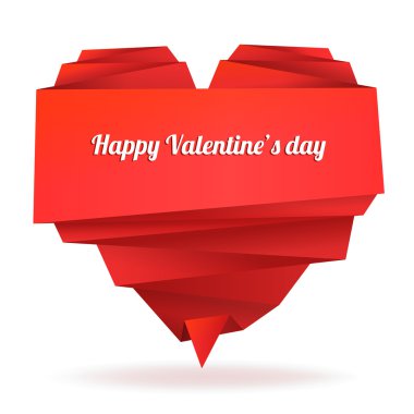 Origami kağıt kalp ile mesaj: Happy Valentine's day