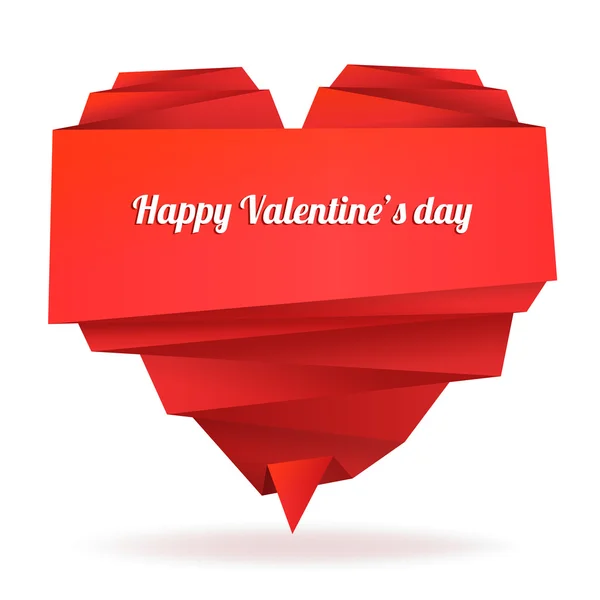 Origami papír srdce se zprávou: Happy Valentine den — Stockový vektor