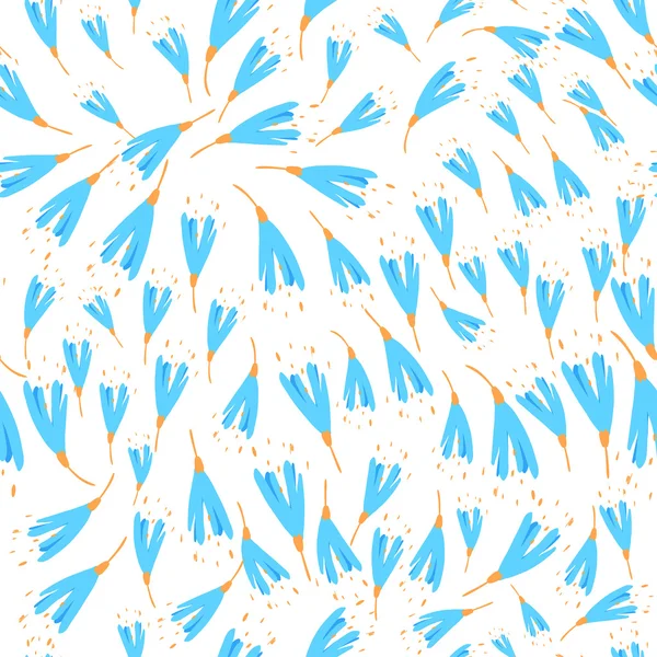 Patrón sin costuras con pequeñas flores azules (campanillas azules ) — Vector de stock