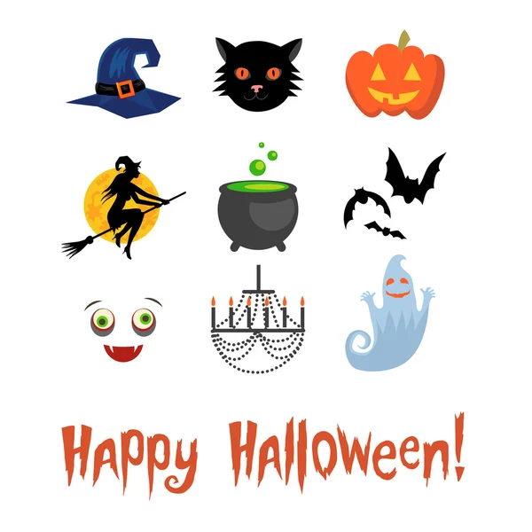 Set of Halloween symbols and calligraphy — Stock Photo, Image