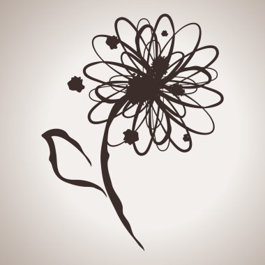 Papatya veya gerbera çiçek Grunge elegance mürekkep splash illüstrasyon