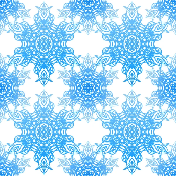 Patrón azul sin costuras con copos de nieve de elegancia — Vector de stock