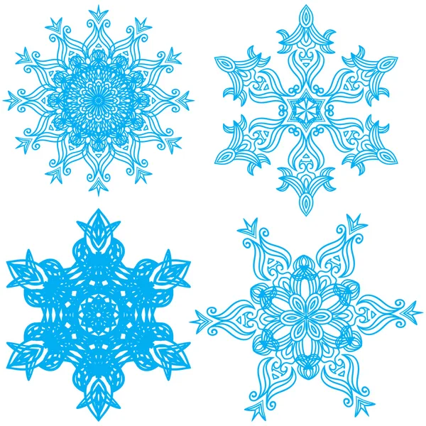 Collection of four elegance snowflakes — Stock Vector