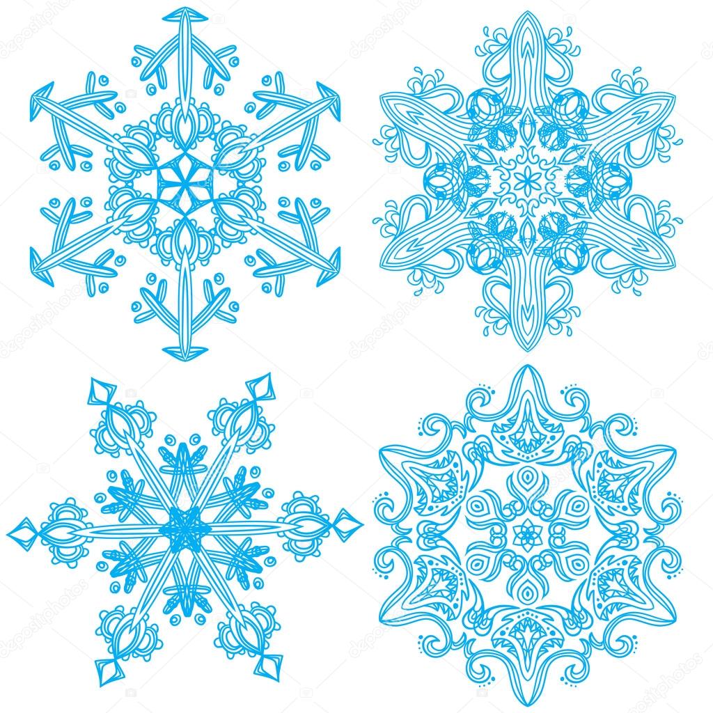 Collection of four elegance snowflakes