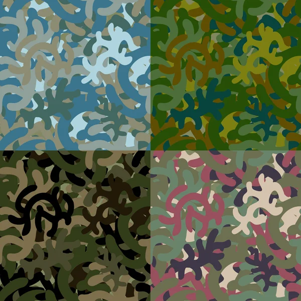 Set of four seamless camouflage patterns — Stock Vector