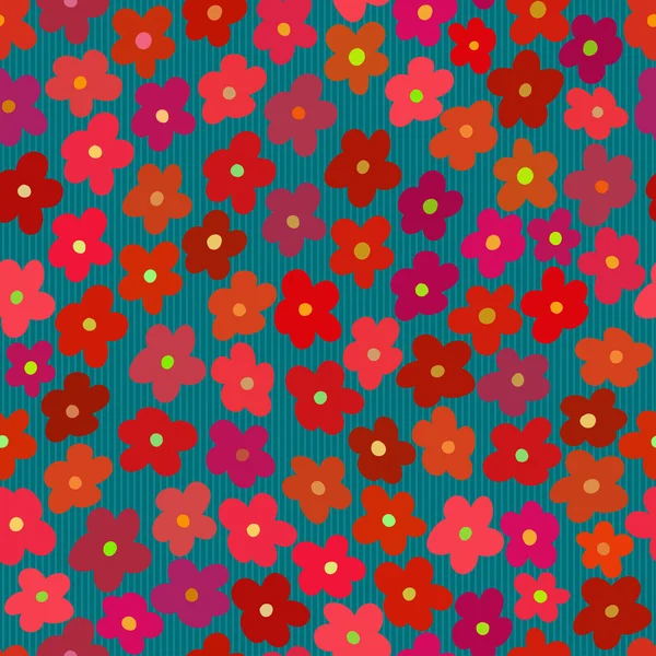 Heldere naadloze patroon met rode bloemen — Stockvector