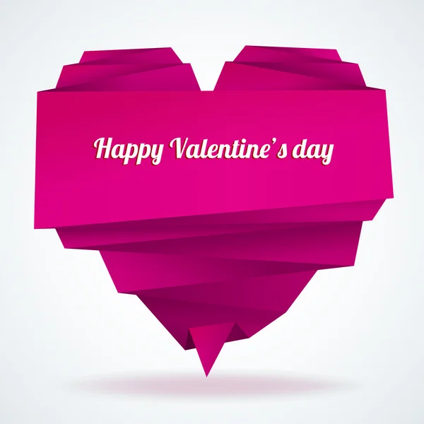 Origami paper heart with message: Happy Valentine's day Stock Illustration