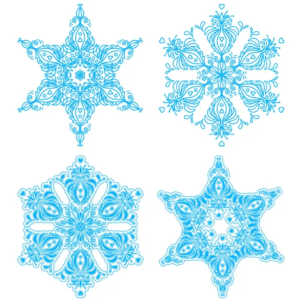 Collection of four elegance snowflakes — Stock Vector