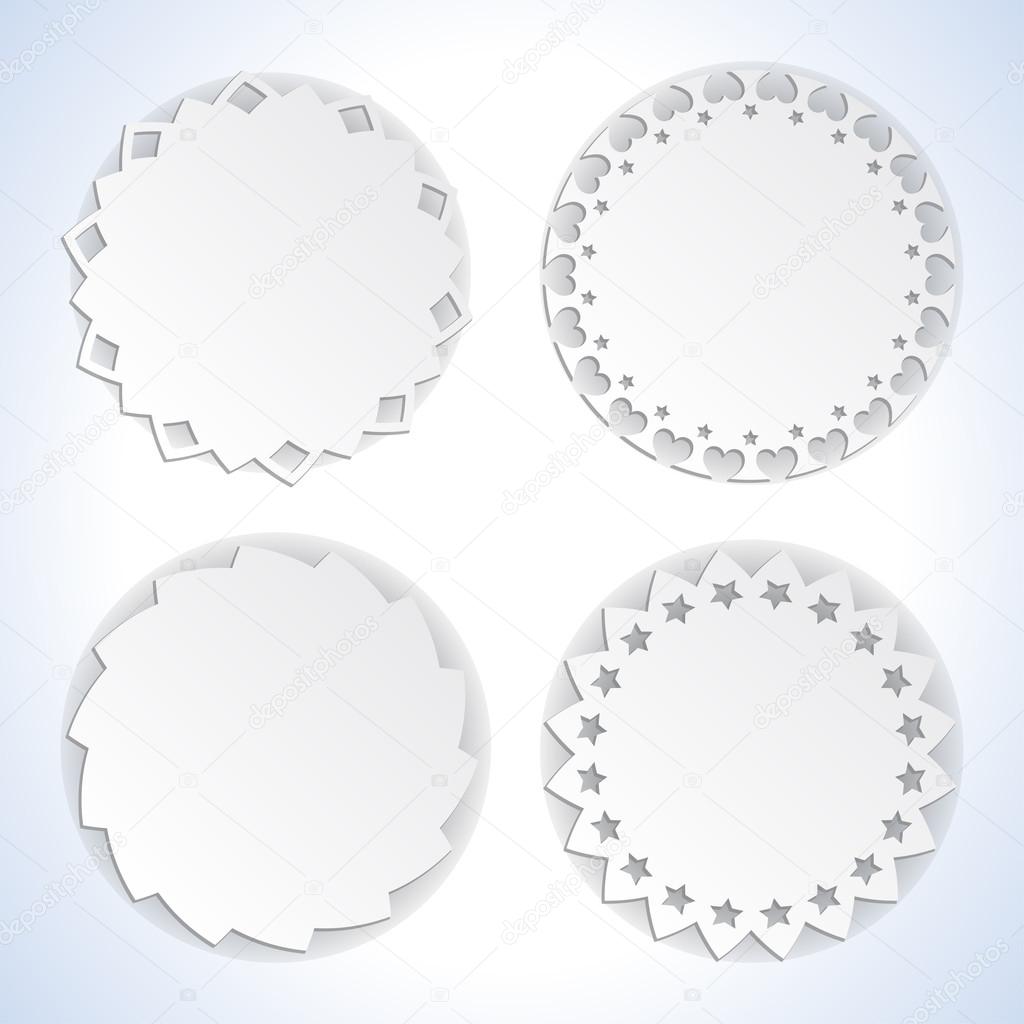 Set of four round paper labels. eps10