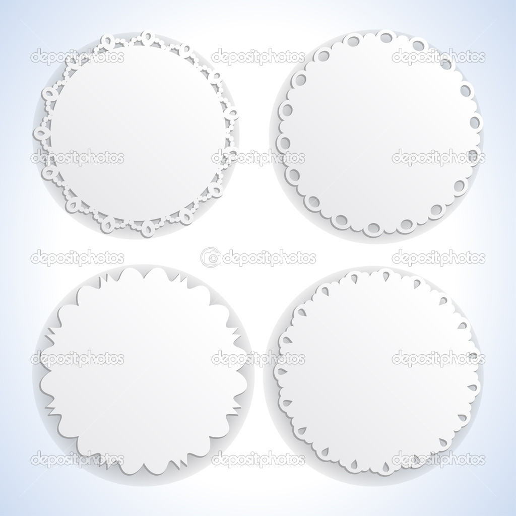 Set of four round paper labels. eps10