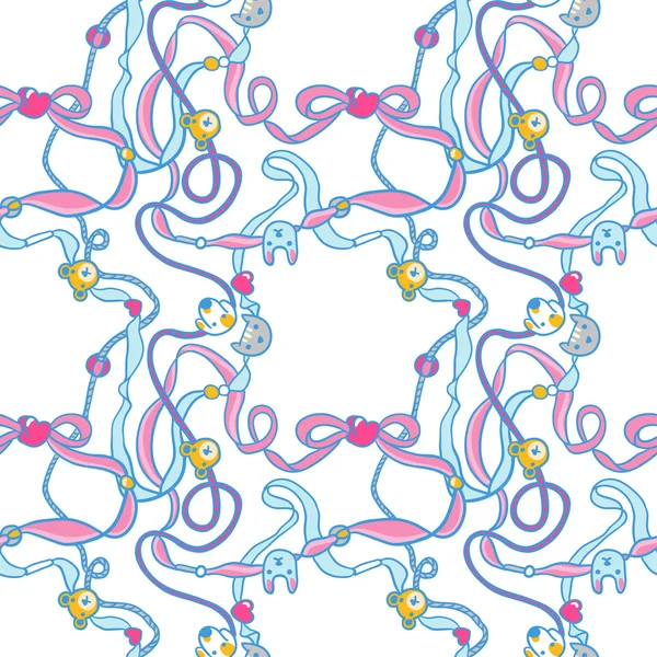 Patrón sin costuras con cuentas y cintas — Archivo Imágenes Vectoriales