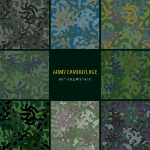 Set of nine seamless camouflage patterns — Stock Vector