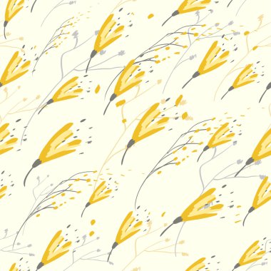 sarı çiçek ve dalları ile sorunsuz köşegen desen
