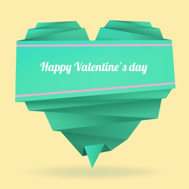 Origami kağıt kalp ile mesaj: Happy Valentine's day