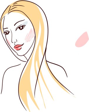 Elegance Hat sanatı: uzun saçlı kadın