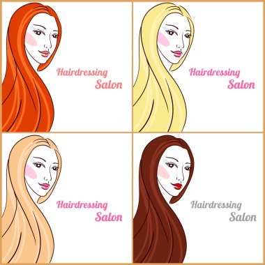 Kuaför salon banner şablon kız moda hattı ile kümesi