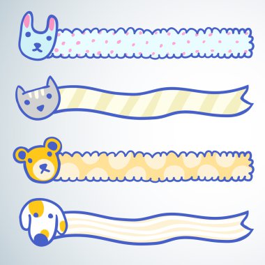 Hayvanlar Karikatür ile dört afiş doodle