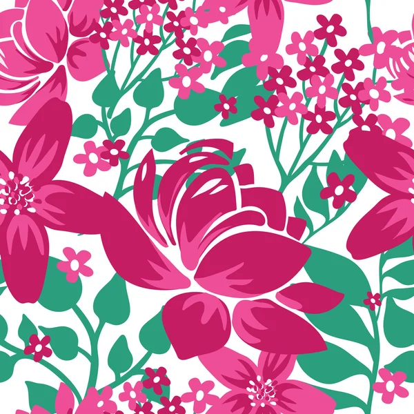 Patrón sin costura floral con flores rosadas — Vector de stock