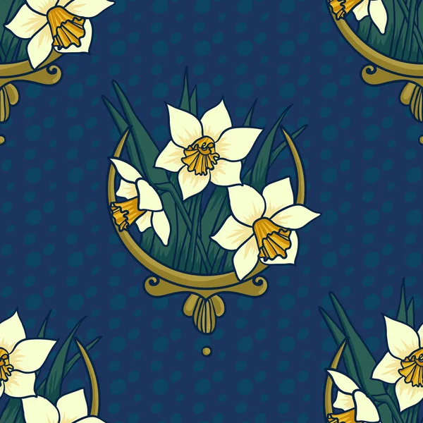 Motif floral sans couture avec narcisse — Image vectorielle