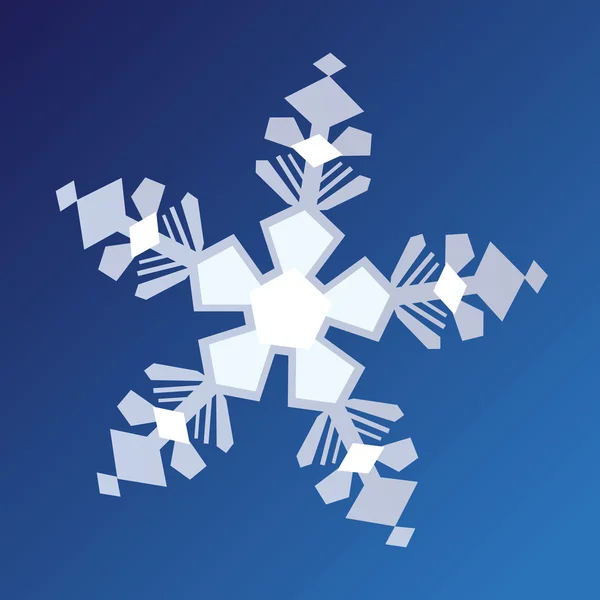 White graphic snowflake on blue background — Stock Vector