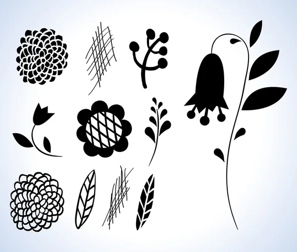 Ensemble de différentes formes de plantes pour la conception — Image vectorielle