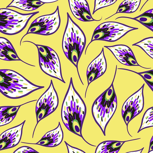 明るい孔雀の羽とのシームレスなパターン — ストックベクタ