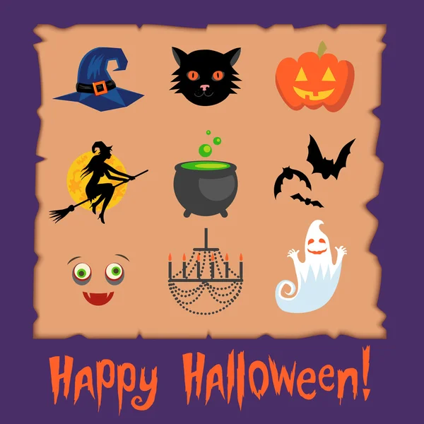 Conjunto de símbolos de Halloween — Vector de stock