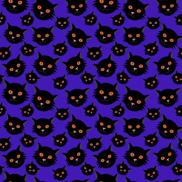 Halloween naadloze patroon: zwarte katten — Stockvector