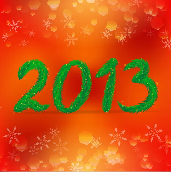 Criativa feliz ano novo 2013 design: ramos de árvore de Natal e estilo de fundo — Vetor de Stock