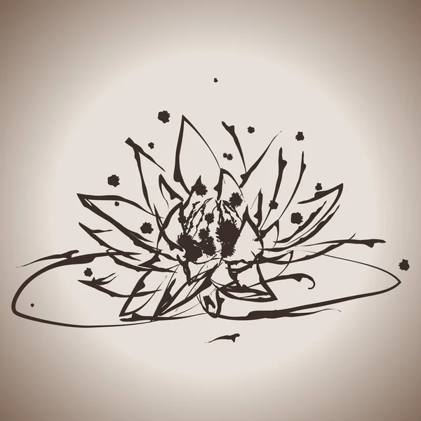 Grunge elegancia tinta salpicadura ilustración de lirio de agua — Archivo Imágenes Vectoriales