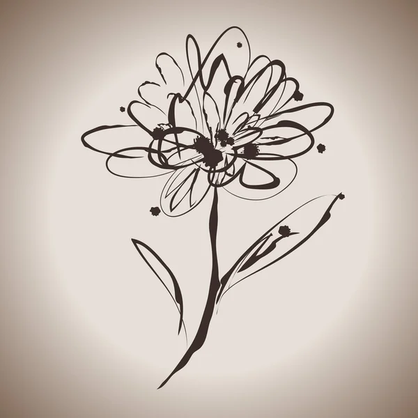 Grunge eleganza inchiostro schizzo illustrazione di fiore — Vettoriale Stock