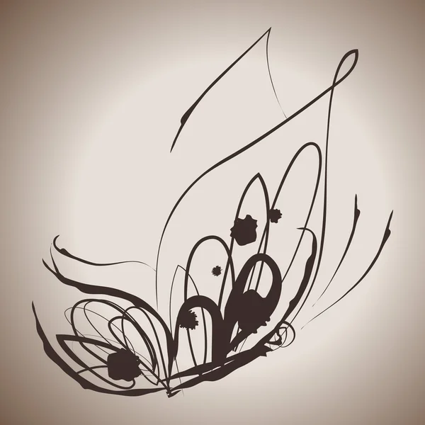 Grunge elegance ink splash illustration of butterfly — Stock Vector
