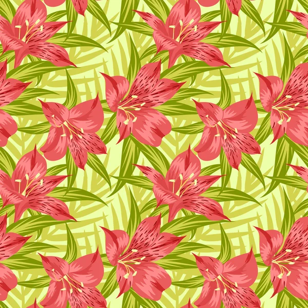 Patrón sin costuras con flores amarillas (alstroemeria ) — Vector de stock